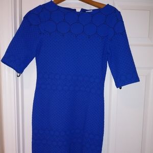 Blue eyelet sheath dress